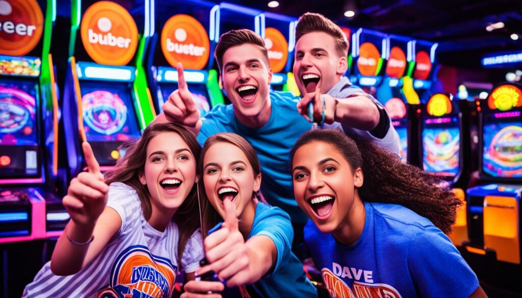 teens at Dave and Buster's arcade